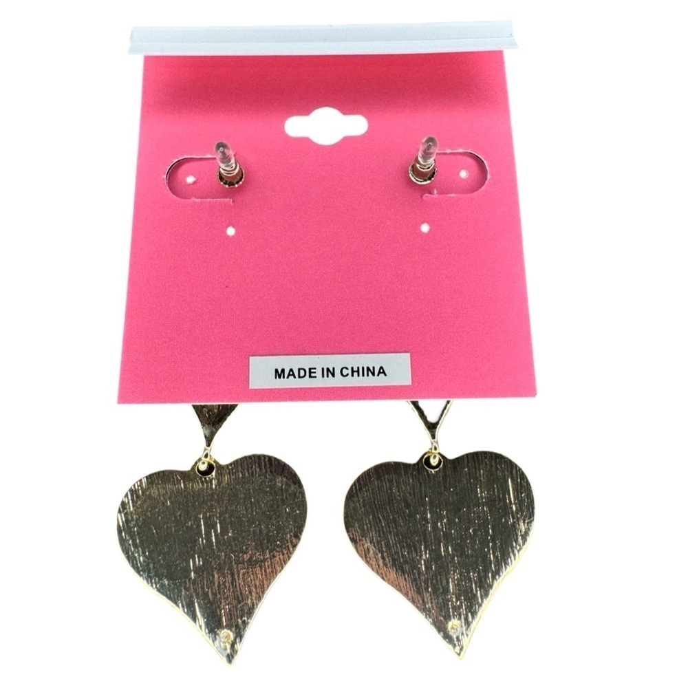 Isaac Mizrahi Gold/Red Chandelier Heart Earrings - Picture 3 of 3